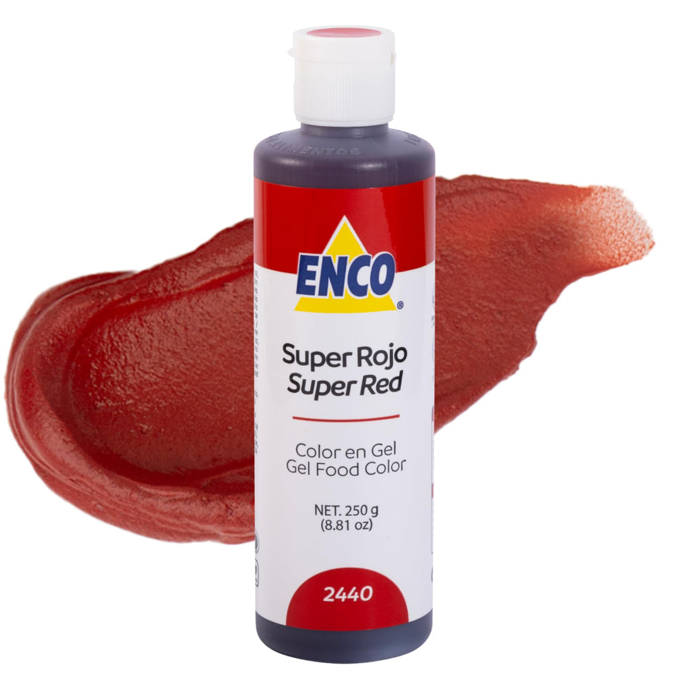 ENCO front bottle showing Super Red gel and clear labeling for easy identification