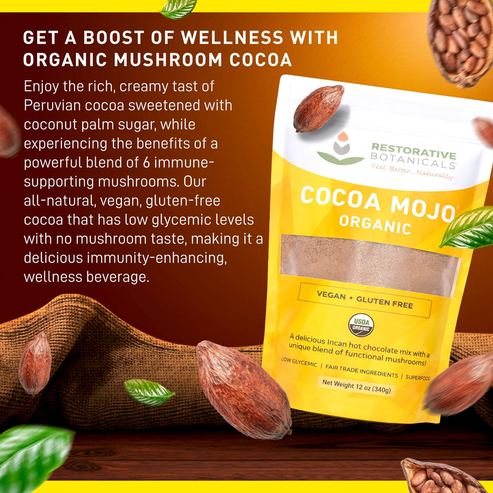 EnerHealth Cocoa Mojo open canister with scoop showing ease of use