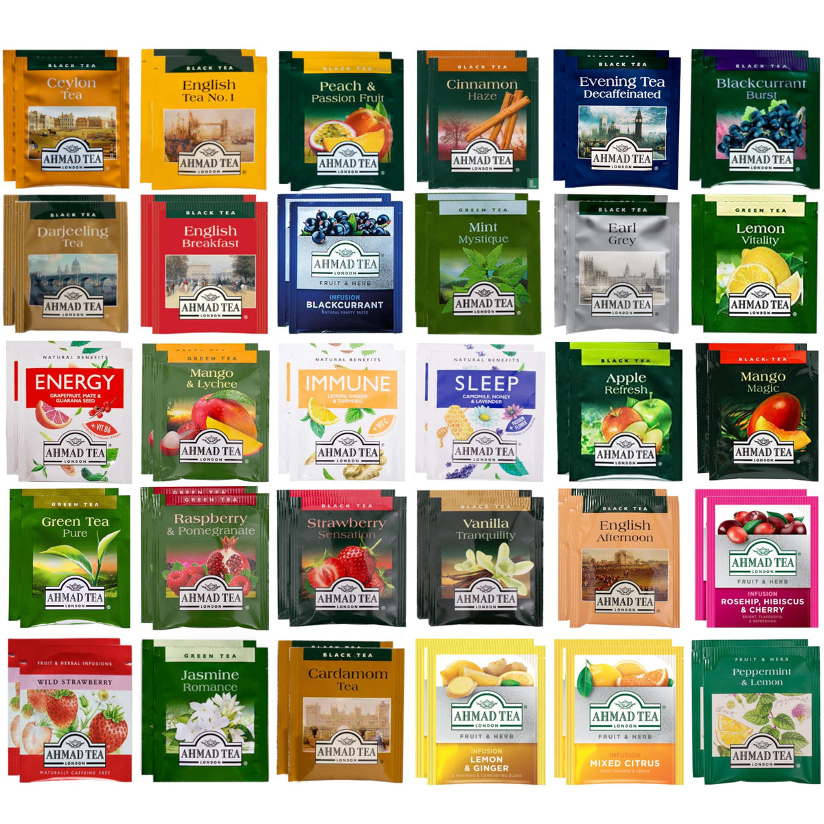 Enjoy Better Coffee Ahmad Tea sampler box front view showing variety and easy selection benefits