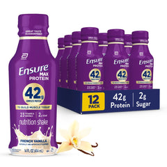 Ensure French Vanilla front packaging shows nutrition and 42g protein benefit