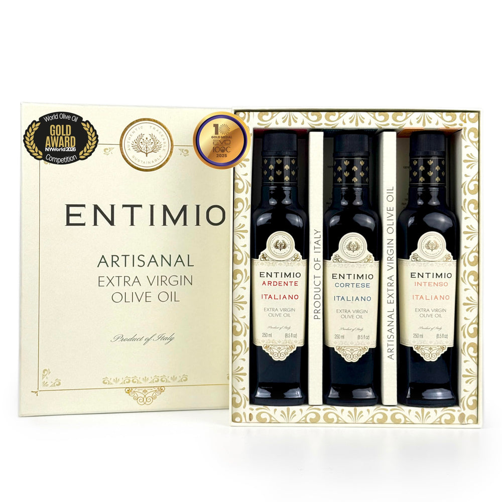 ENTIMIO gift set front packaging showing three bottles and premium protection
