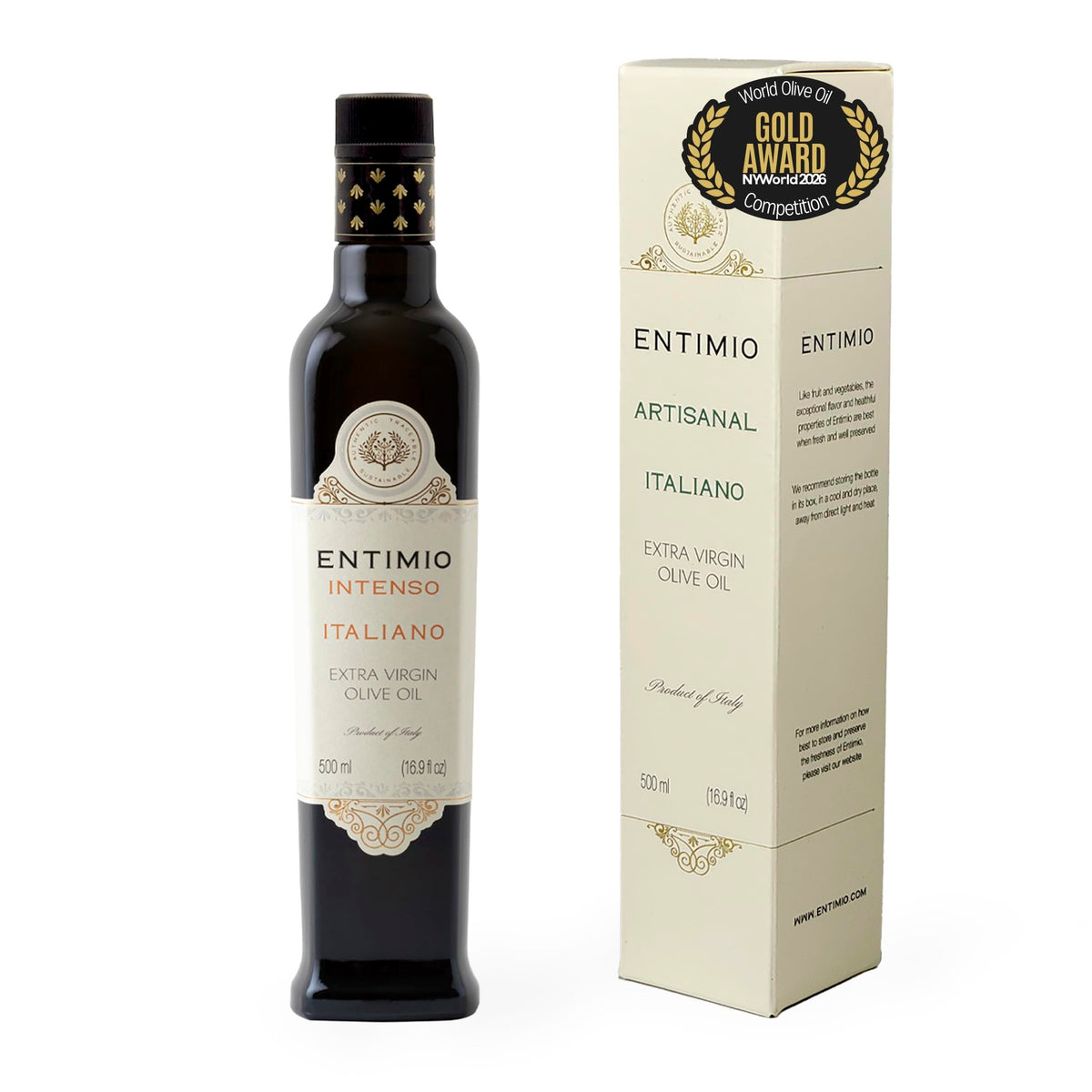ENTIMIO Intenso front bottle view showing premium label and size