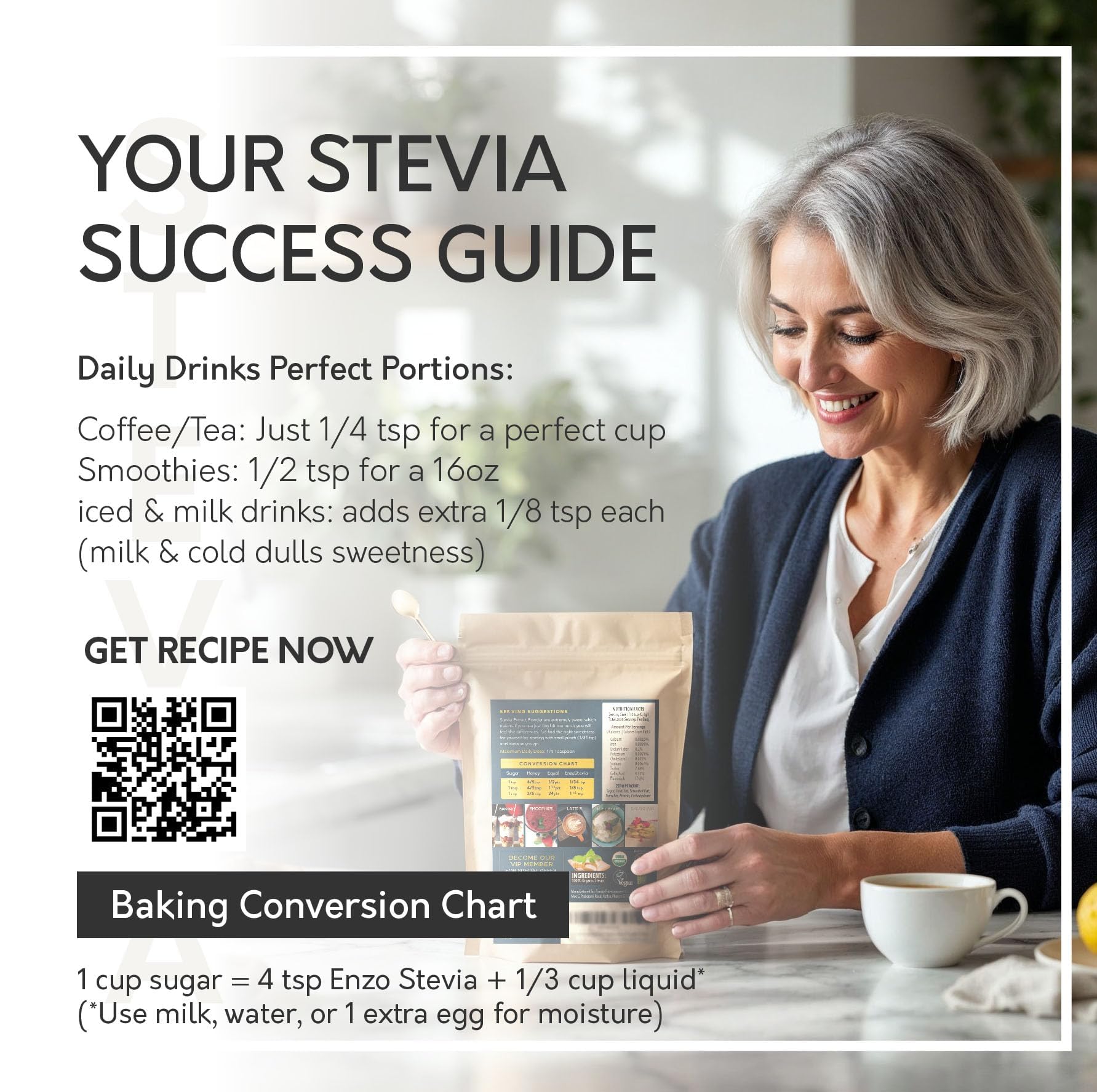 Enzo's stevia on a breakfast table showing everyday use and sugar alternative
