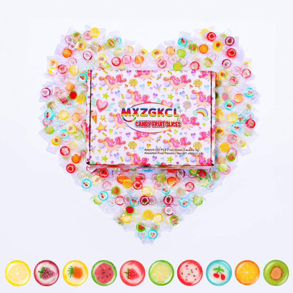 EORA front packaging showing colorful fruit slice candies and one-pound box benefit