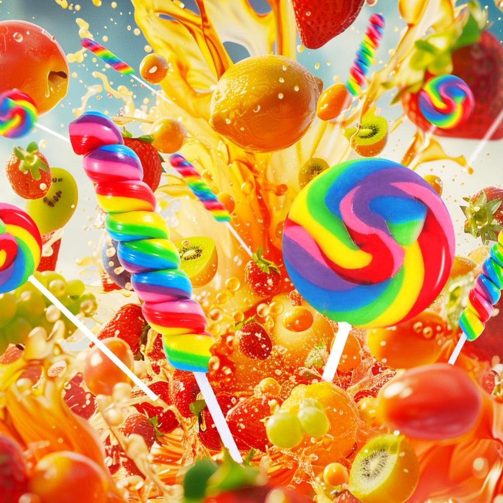 EORA twisty lollipop close-up showing texture and vibrant colors
