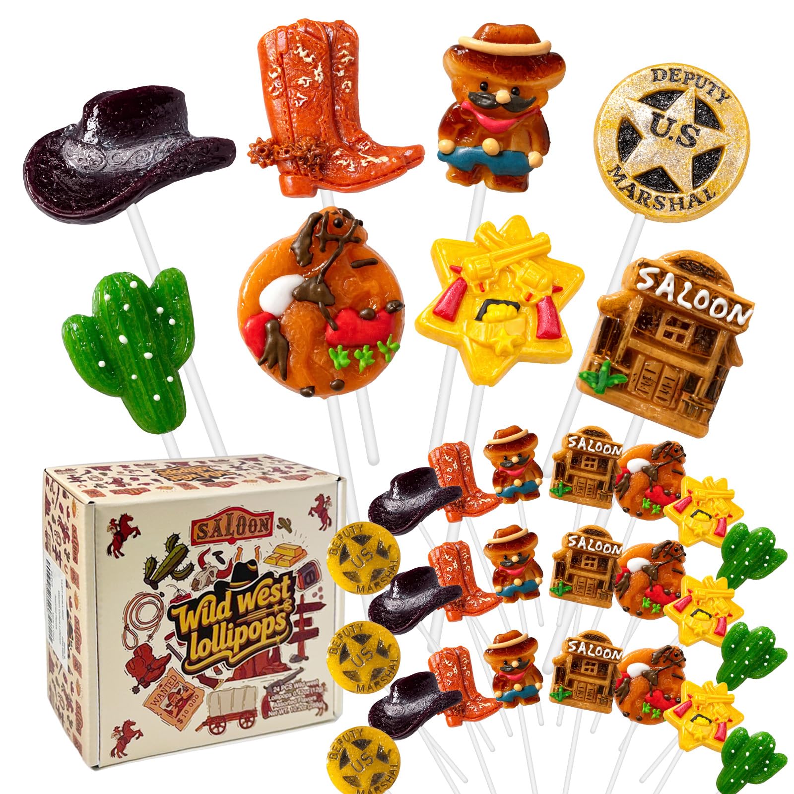 EORA front packaging showing 24-count box and Western art for quick party planning