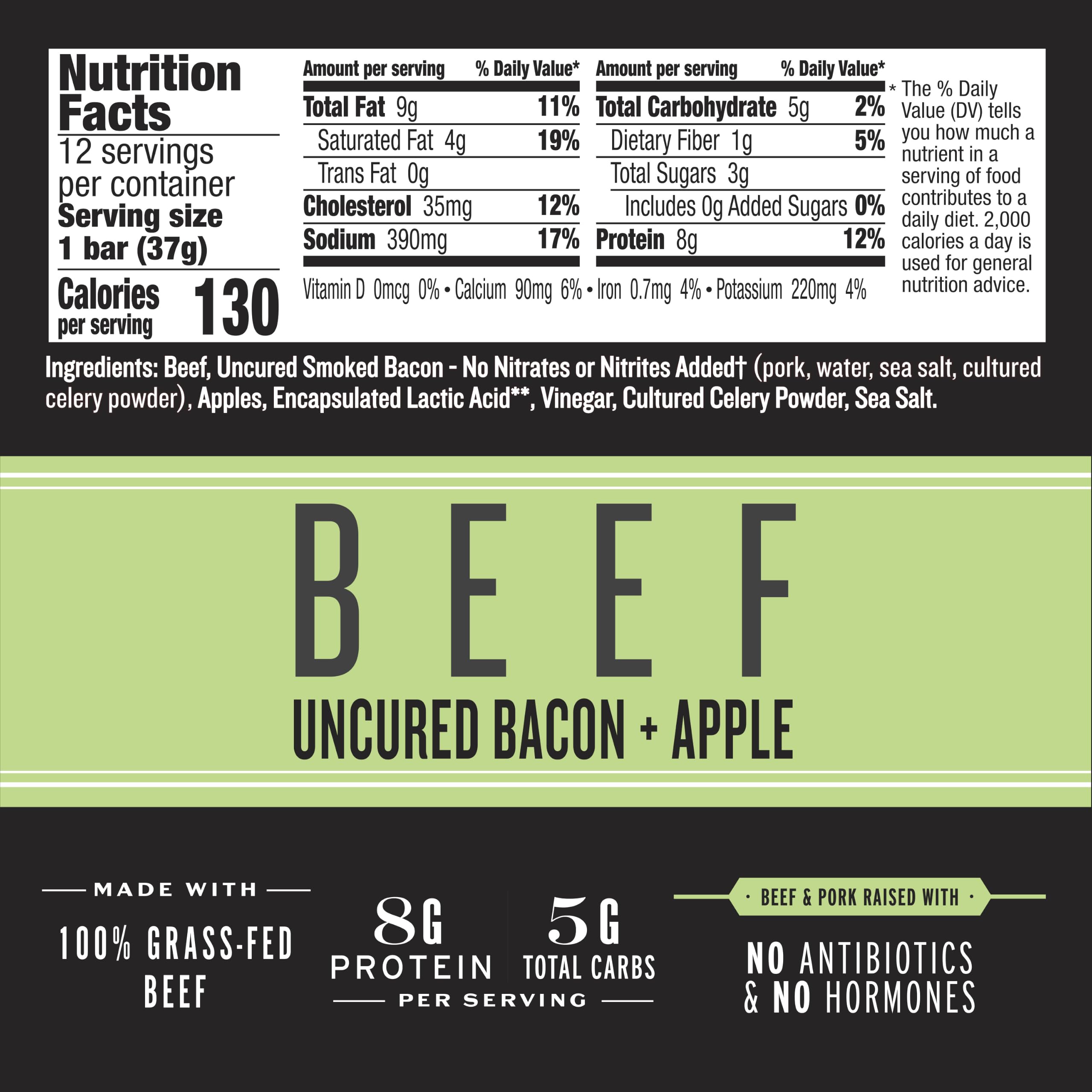 Epic unwrapped bacon and apple bar revealing meat and apple pieces for on-the-go eating