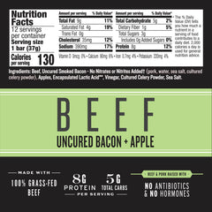 Epic unwrapped bacon and apple bar revealing meat and apple pieces for on-the-go eating