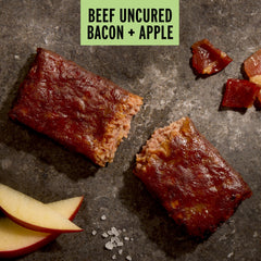 Epic ingredient close-up with dried apple and seasoned meat highlighting natural components