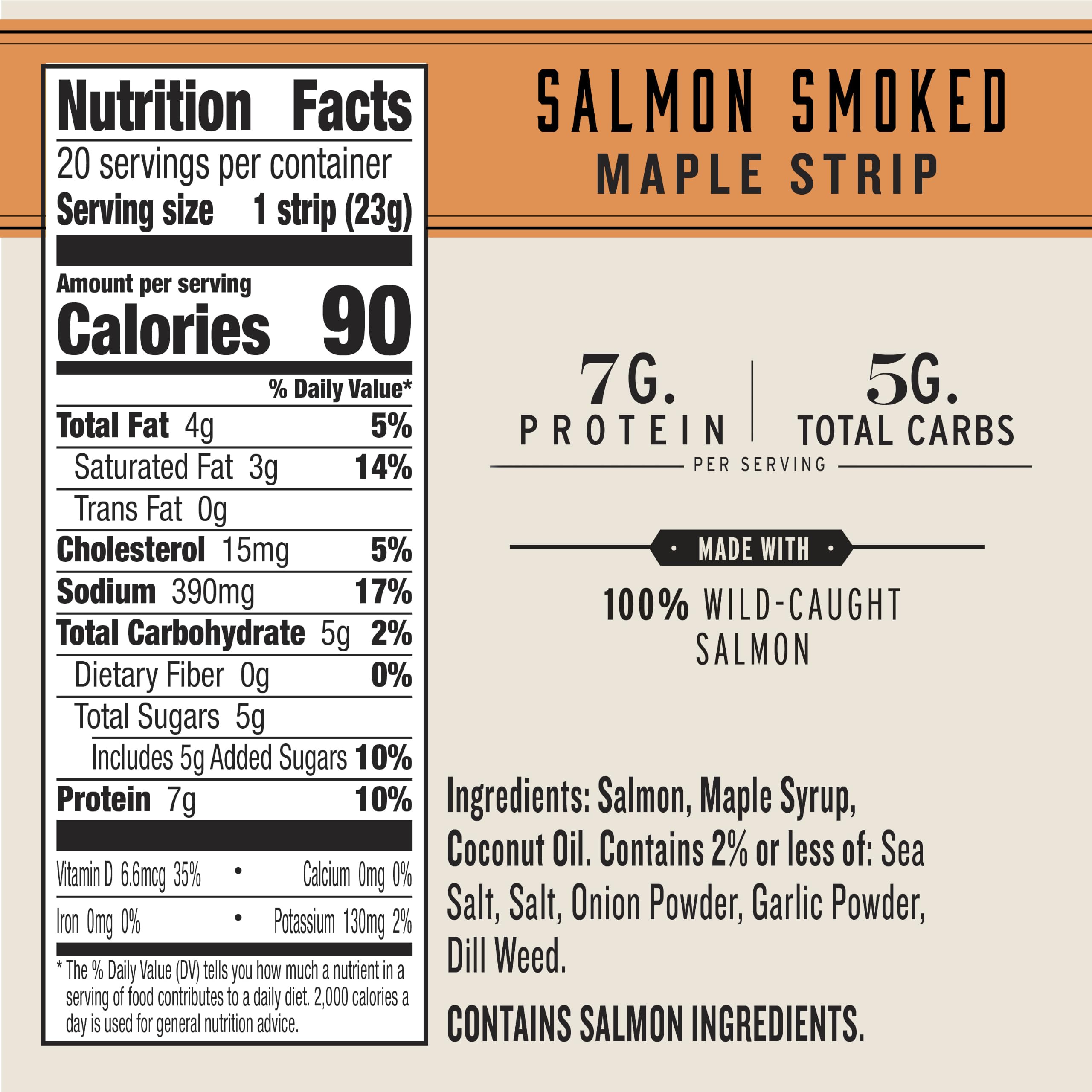 EPIC close-up of smoked maple salmon strip texture showing flaky fish and smoky glaze benefit