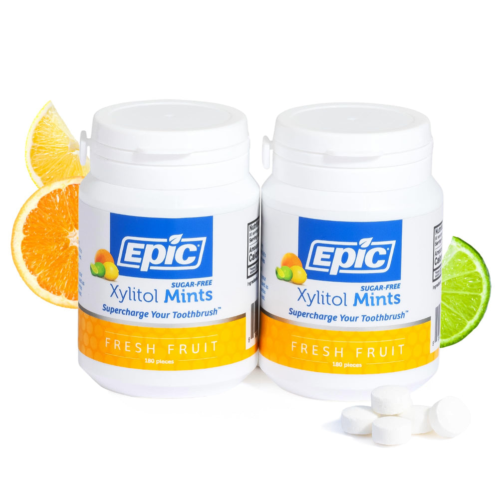 Epic brand front packaging showing 360-count two-pack and clear branding benefit fresh breath