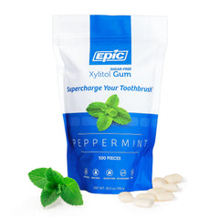 Epic tin front view showing peppermint gum and convenient storage benefit