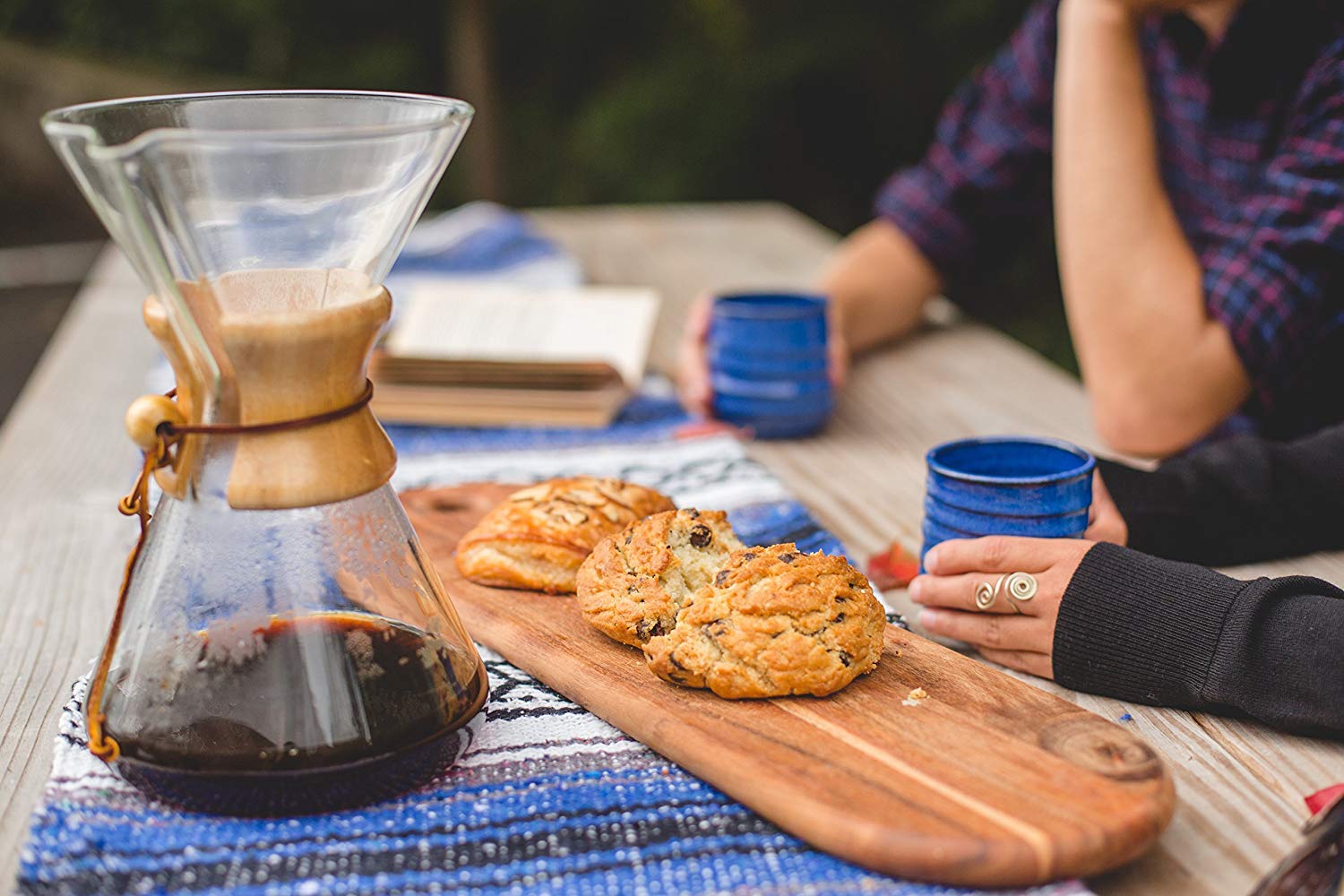 Equal Exchange brewed cup in kitchen setting, illustrating bright morning flavor benefit