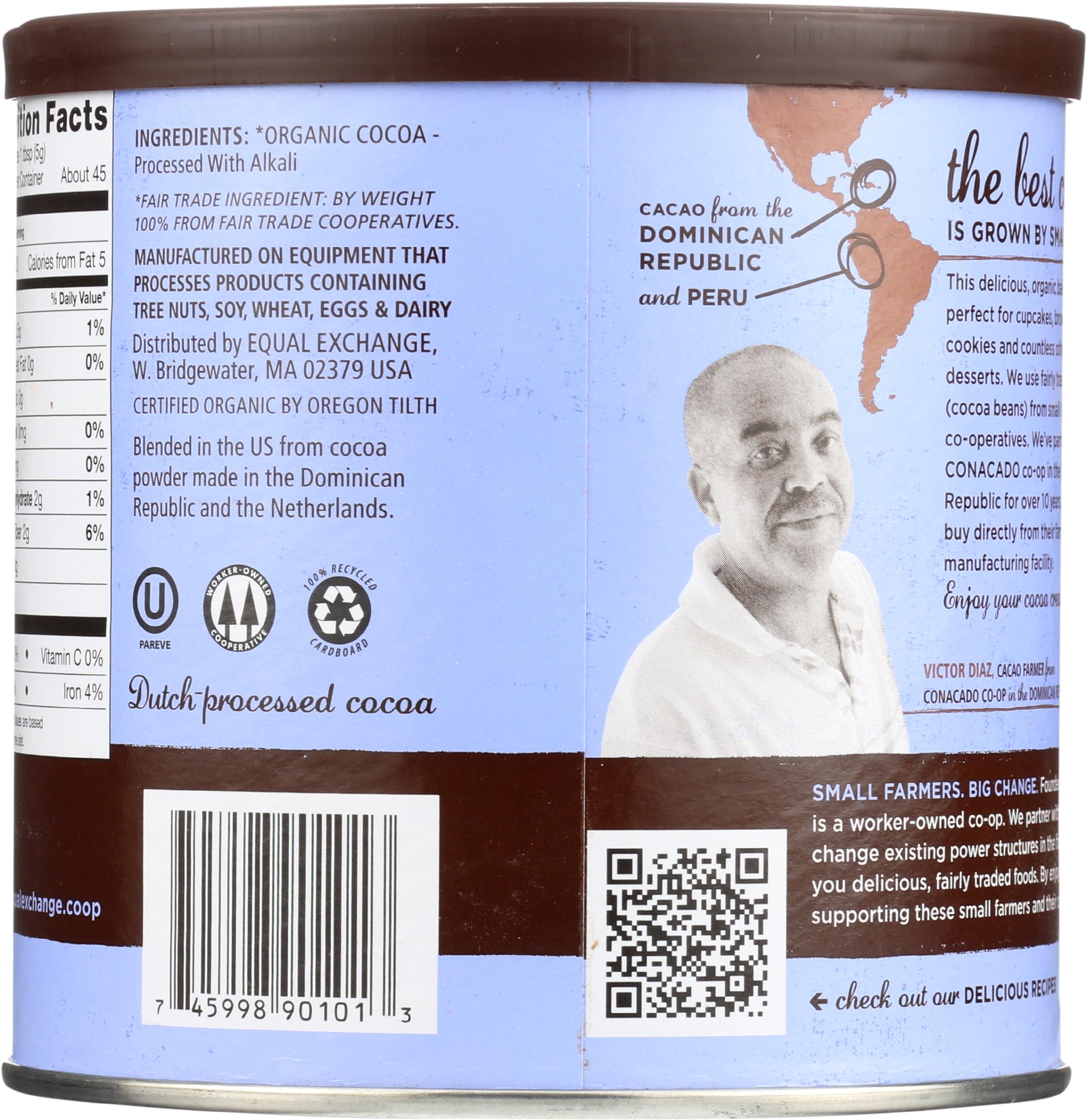 Equal Exchange powder texture close-up showing fine cocoa for consistent mixing benefit