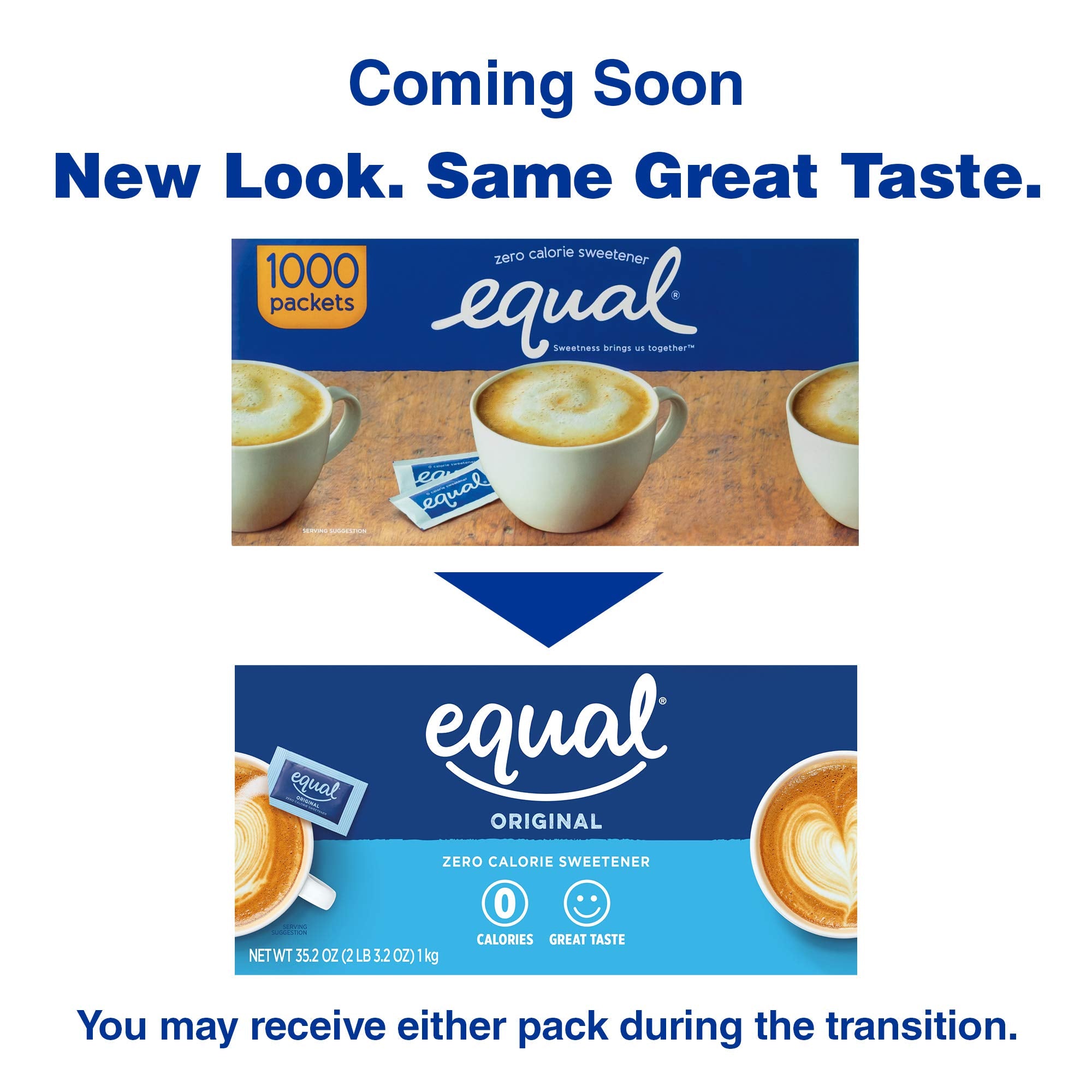 Equal packet close-up showing texture and clear labeling for precise portioning