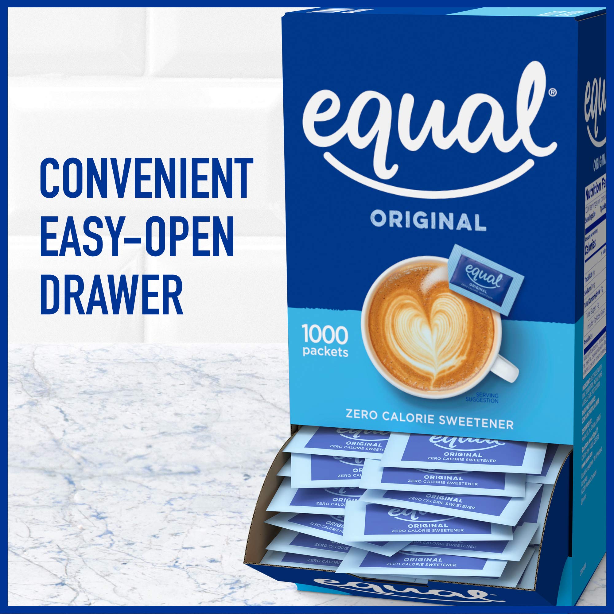 Equal packets fanned on surface highlighting convenient single-serve benefit