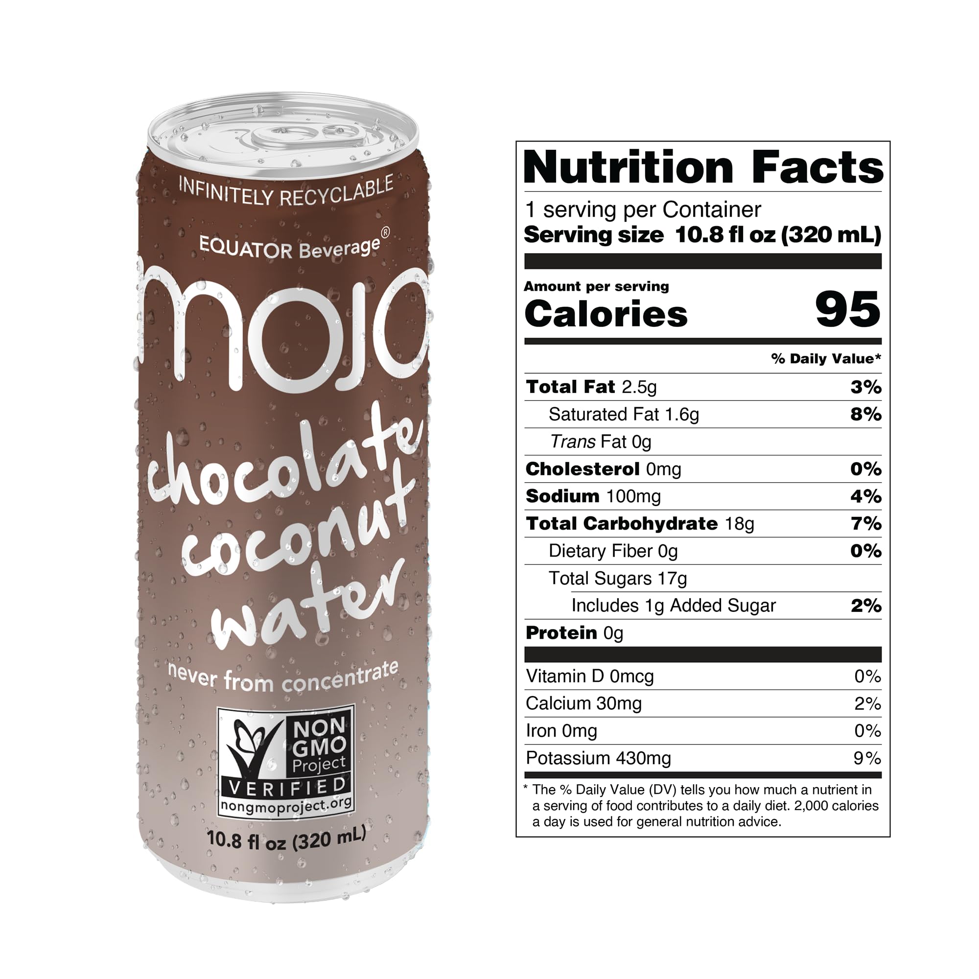 EQUATOR MOJO close-up of can texture and cocoa swirl highlighting rich flavor