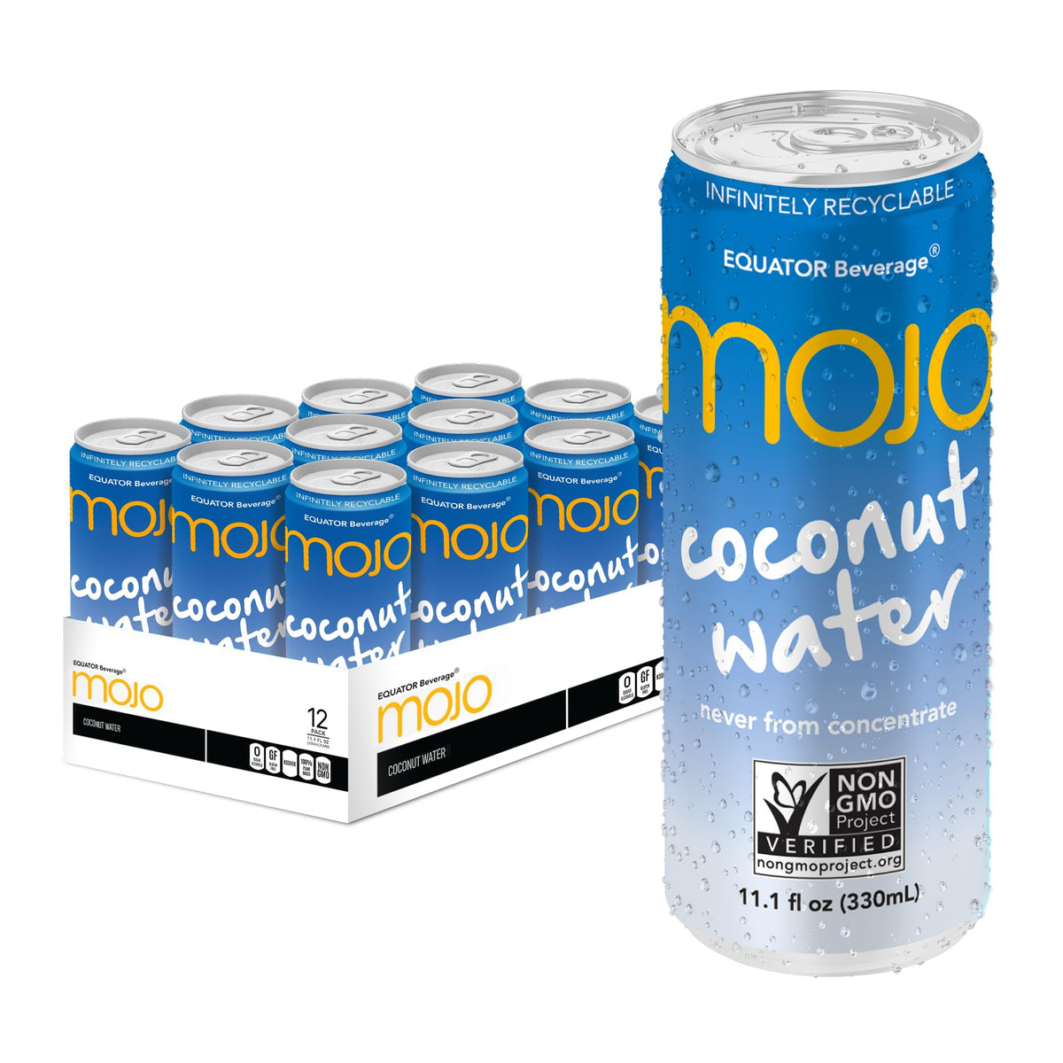 EQUATOR Beverage front packaging showing MOJO label and clear hydration benefit