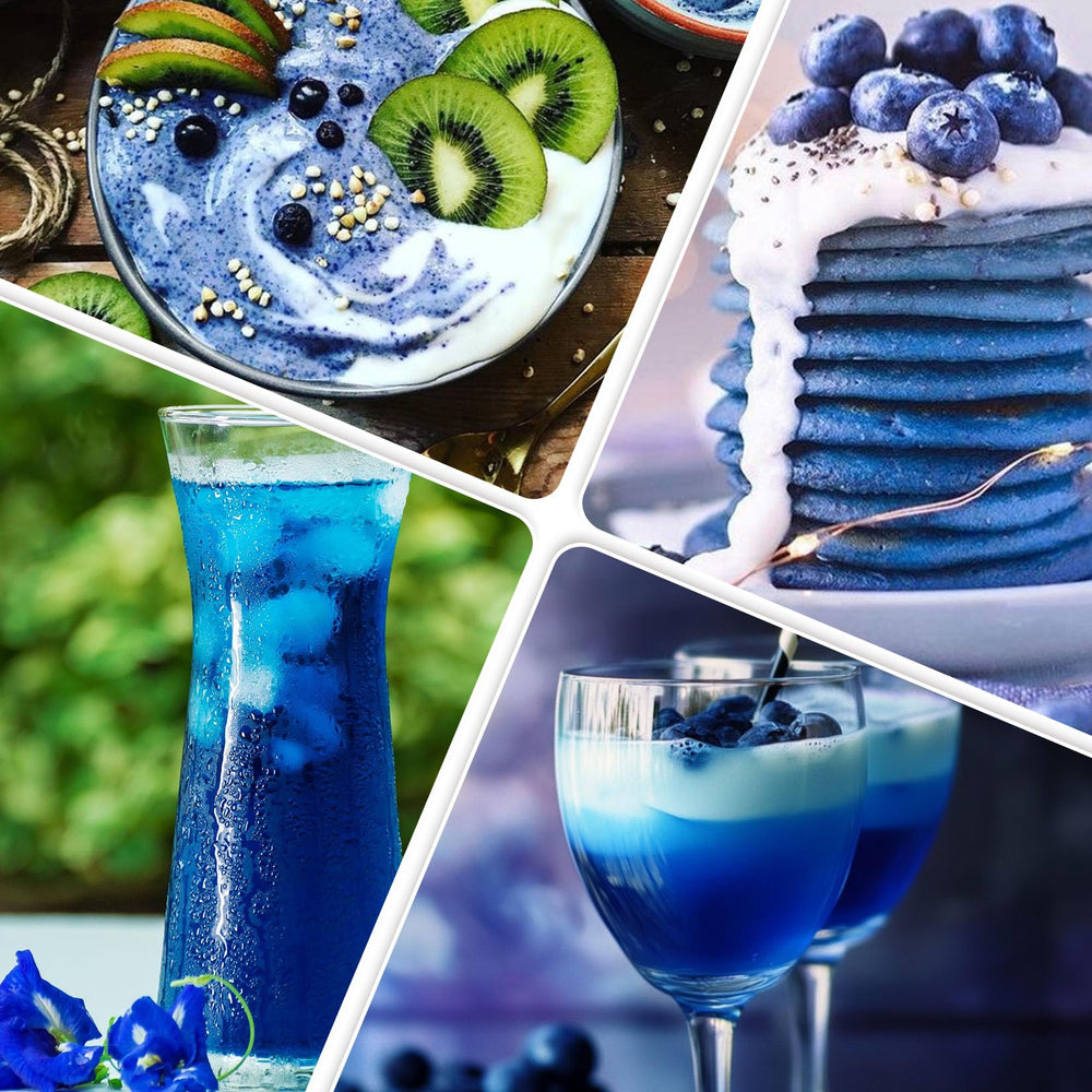 ERCorArt blue-hued muffins displaying even natural coloring for baking