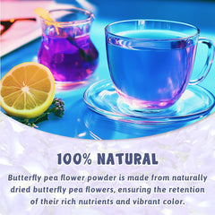 ERCorArt blue tea in cup being poured highlighting vivid natural coloring