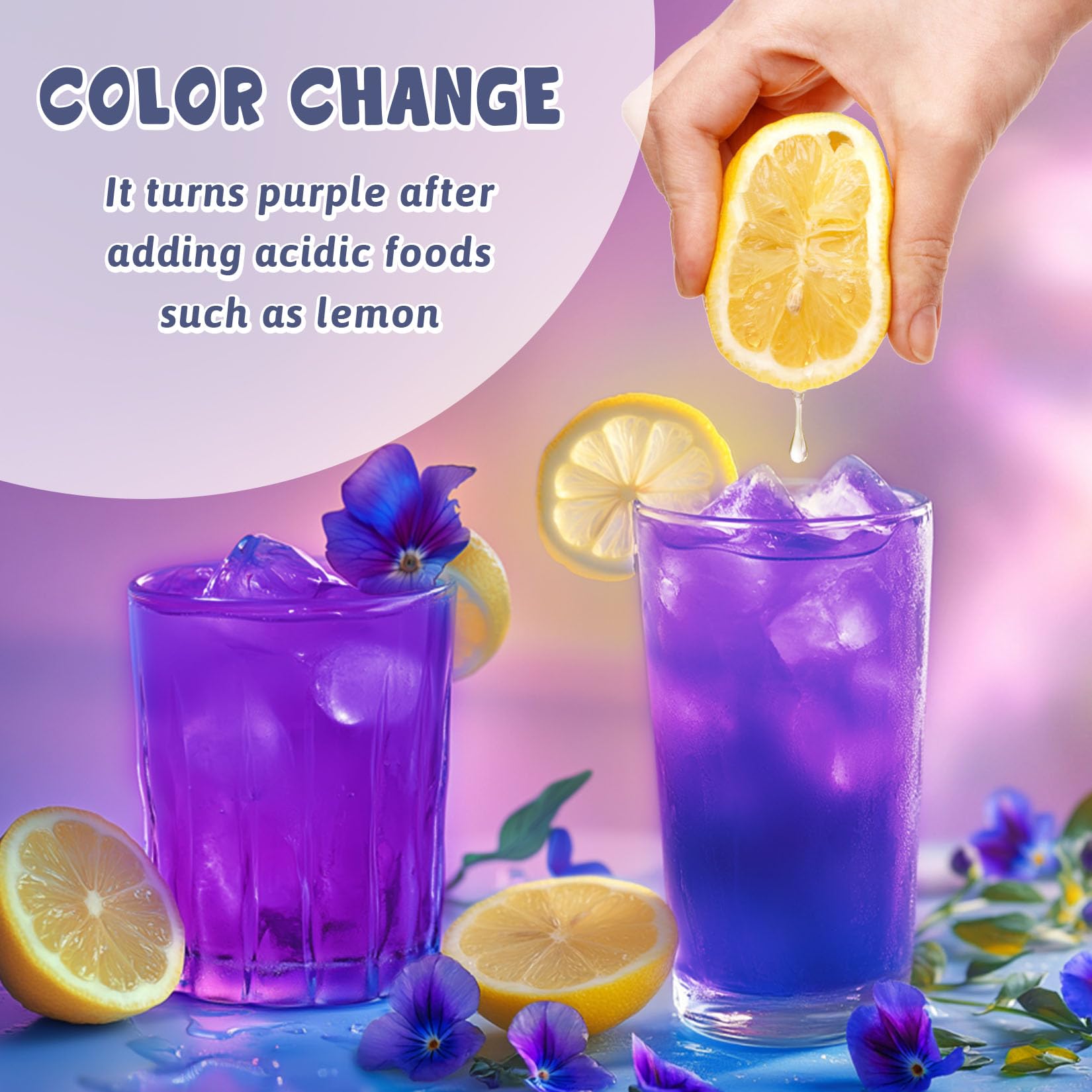 ERCorArt cocktail turning purple after citrus added showing color-change fun