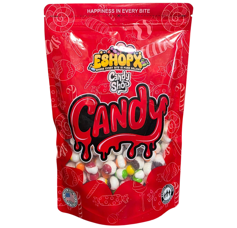 EShopX front packaging showing colorful rainbow pieces and resealable bag for freshness