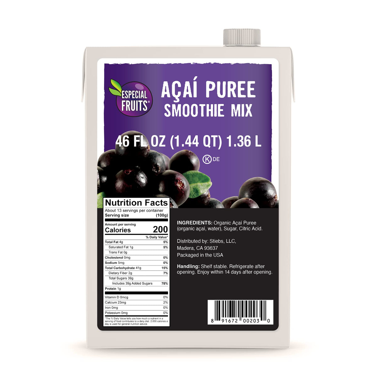 Especial Fruits front packaging showing 46oz tub and clear branding for convenience