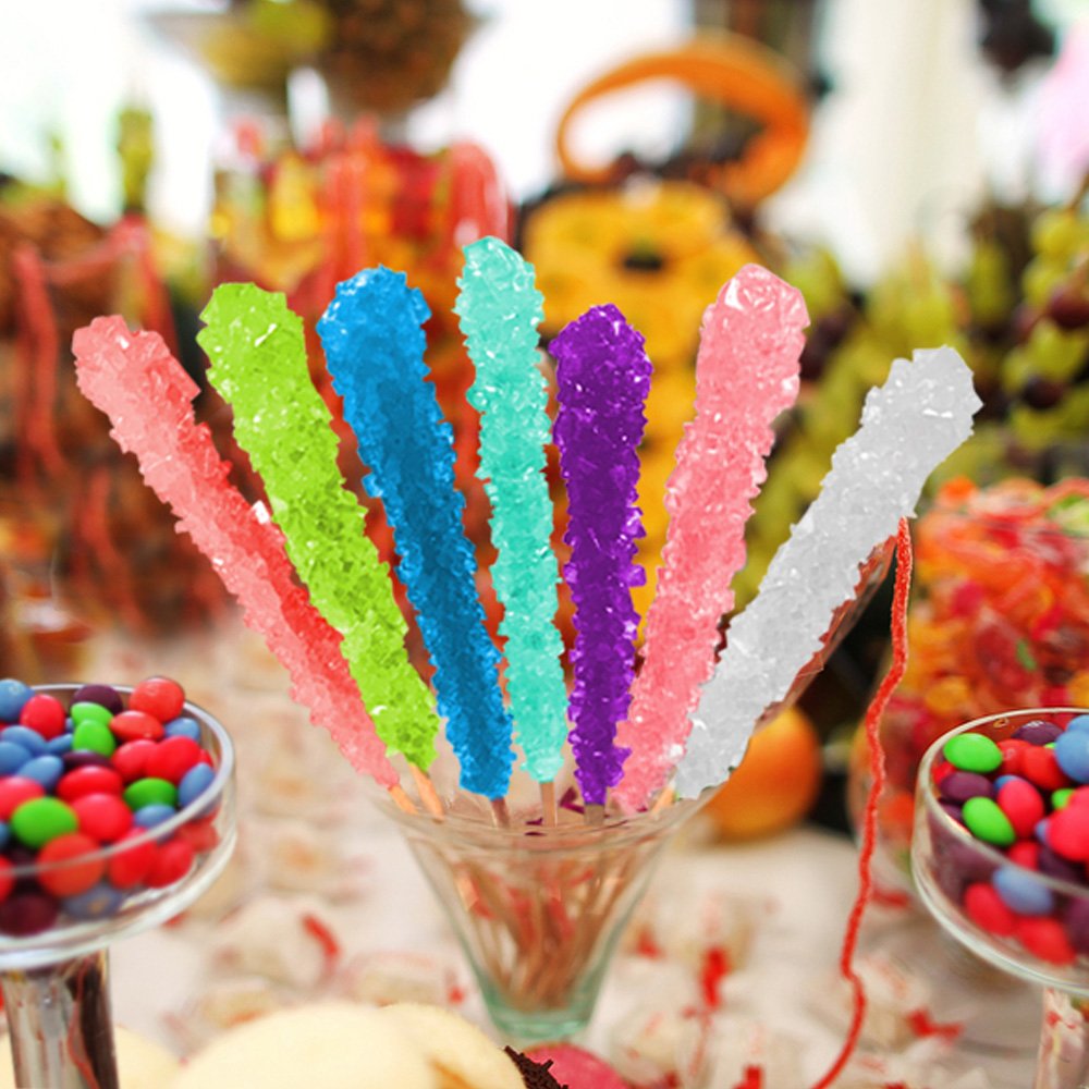 Espeez dessert table styled with blue rock candy for party decoration