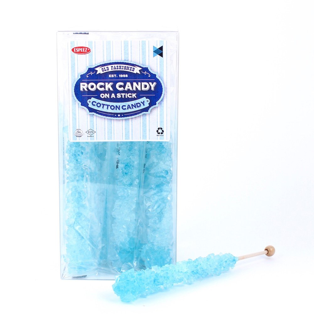 Espeez front packaging showing light blue rock candy sticks and benefits