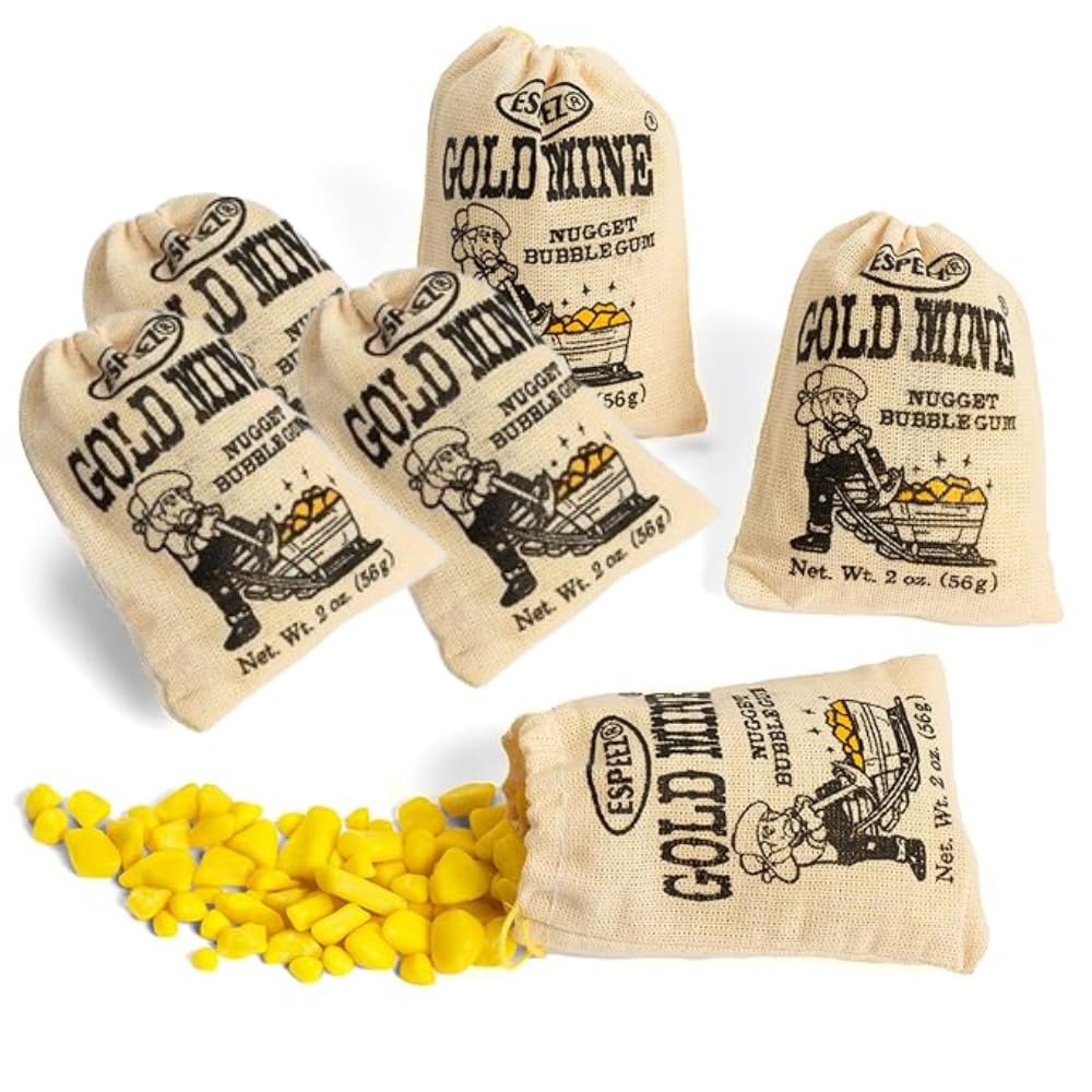 Espeez gold nugget gum front view showing playful retro look and easy sharing