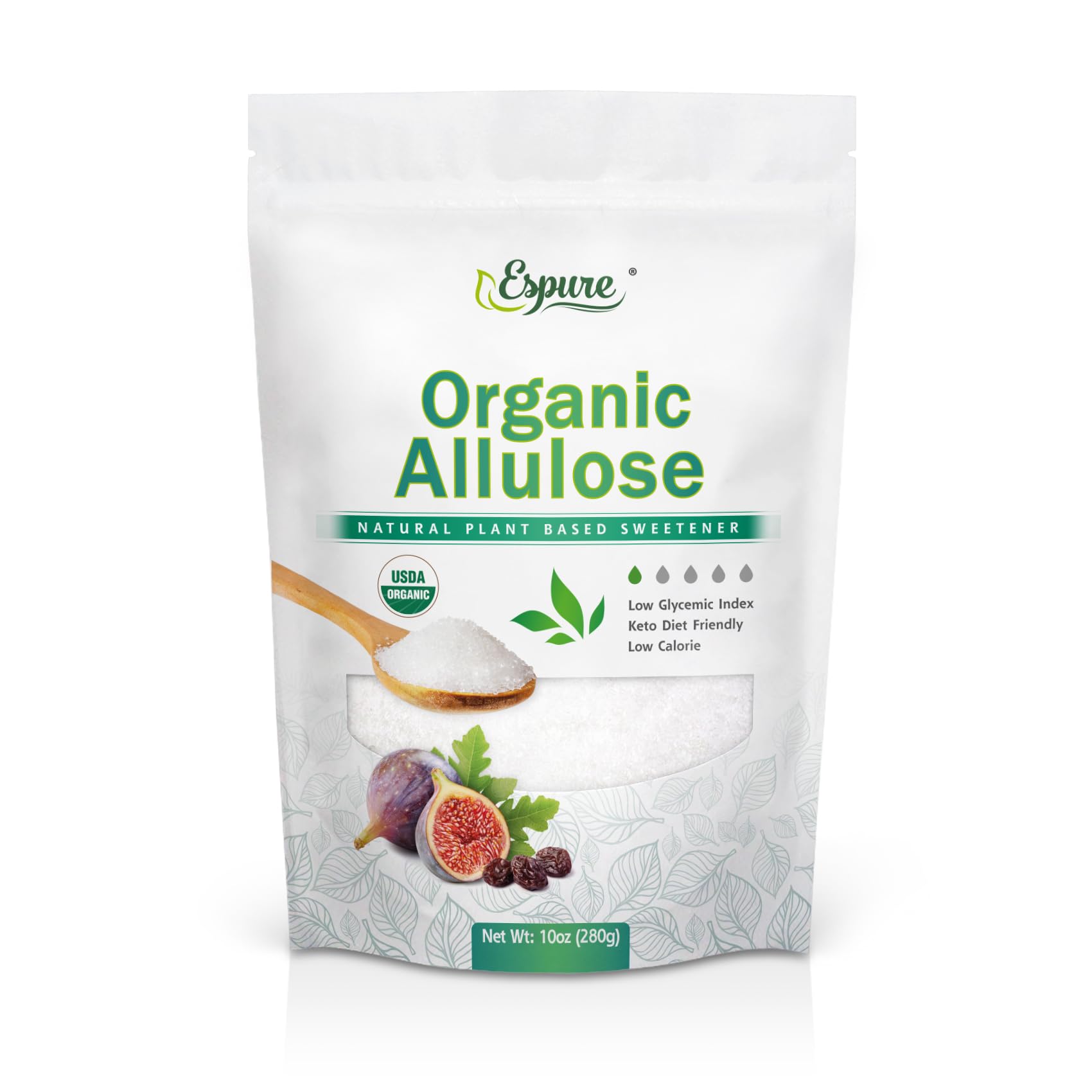 Espure front packaging showing organic allulose and ingredient clarity benefit