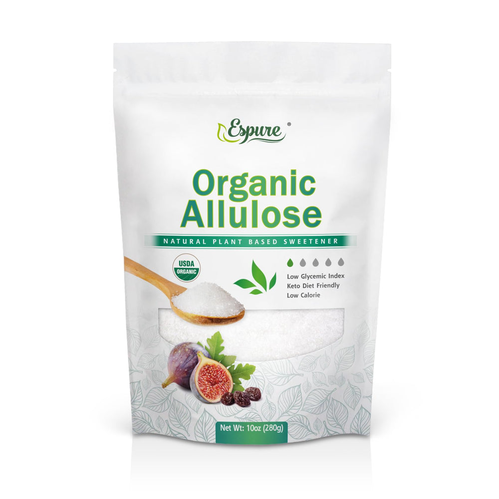 Espure front packaging showing organic allulose and ingredient clarity benefit