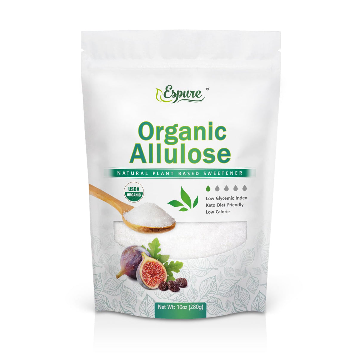 Espure front packaging showing organic allulose and ingredient clarity benefit
