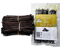 ESSENCE FOOD & BEVERAGE split vanilla pod close-up revealing seeds and rich extraction benefit
