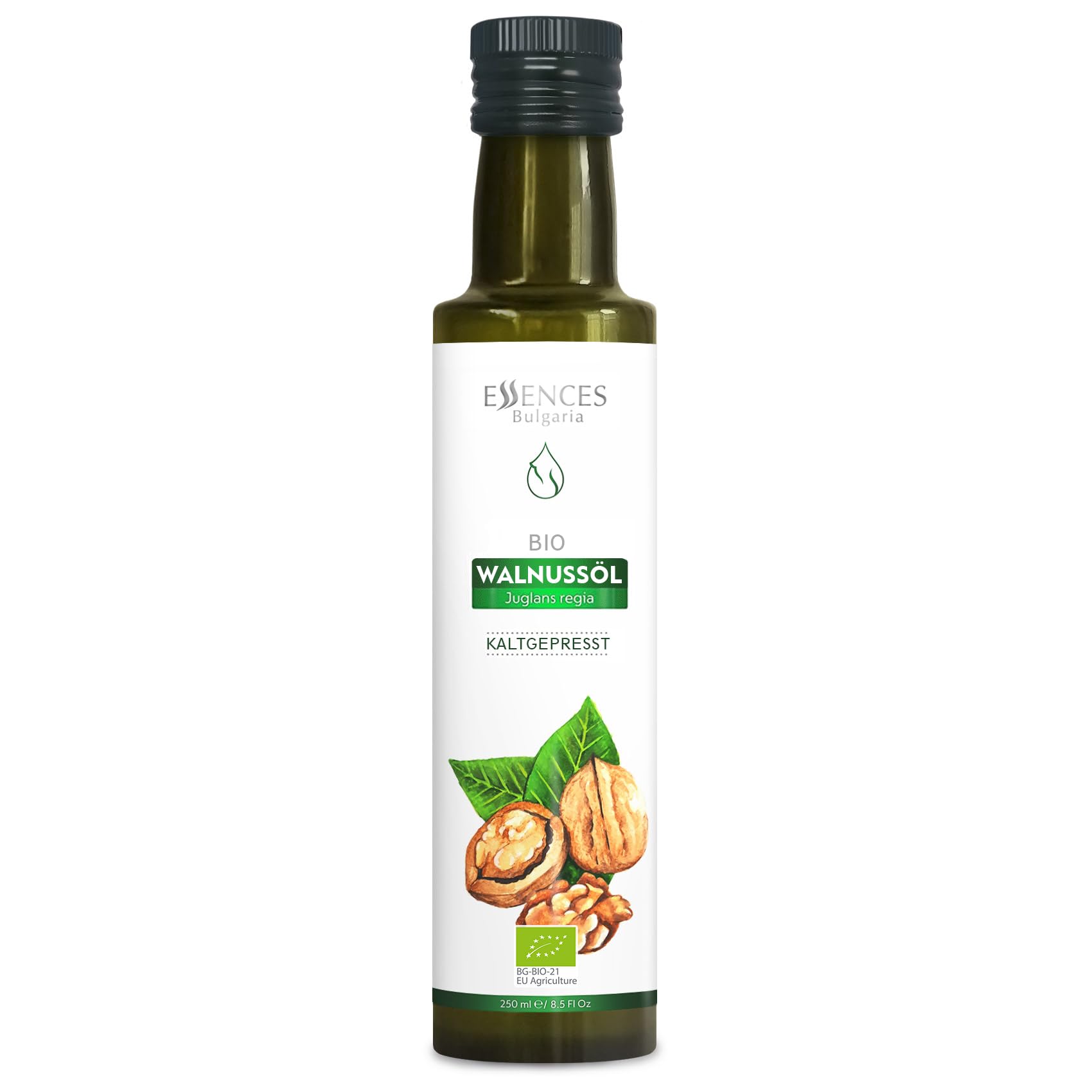 Essences Bulgaria label close-up highlighting organic certification and origin benefits