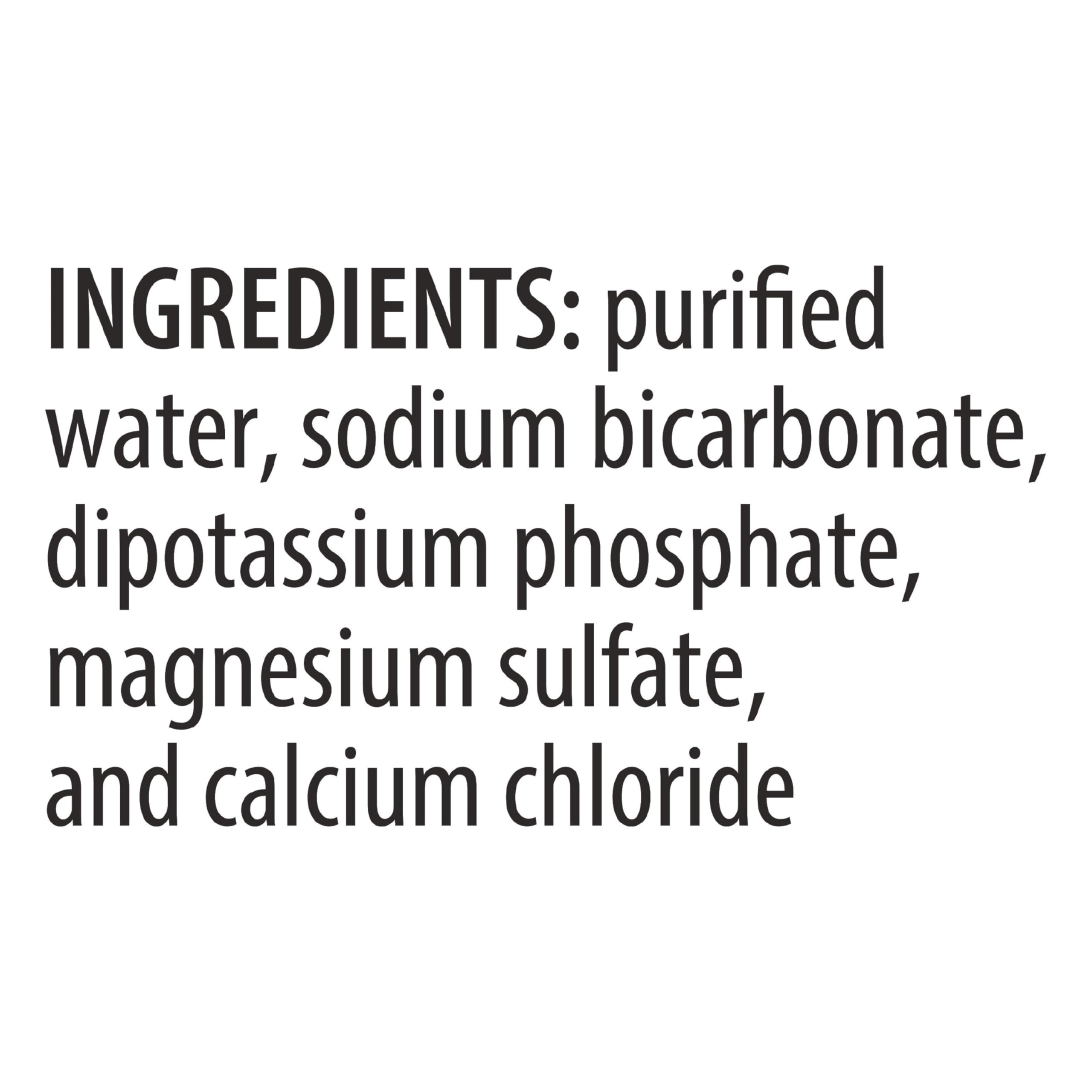 Essentia label close-up showing 9.5+ pH and electrolytes for balanced taste