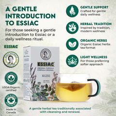 Pouring Essiac loose herbs into a spoon, showing natural ingredients benefit