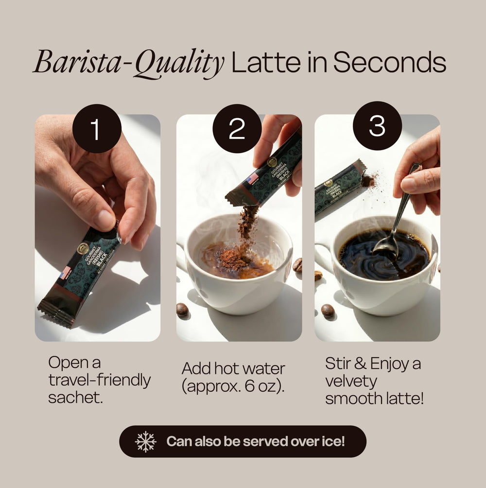 Eternal Spirit Beauty pouring hot water into cup with sachet contents for easy preparation