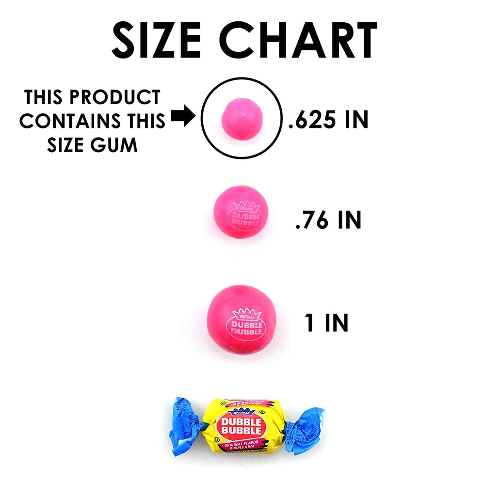 Eueasy Dubble Bubble next to a ruler to show 14 mm size and single-bite scale