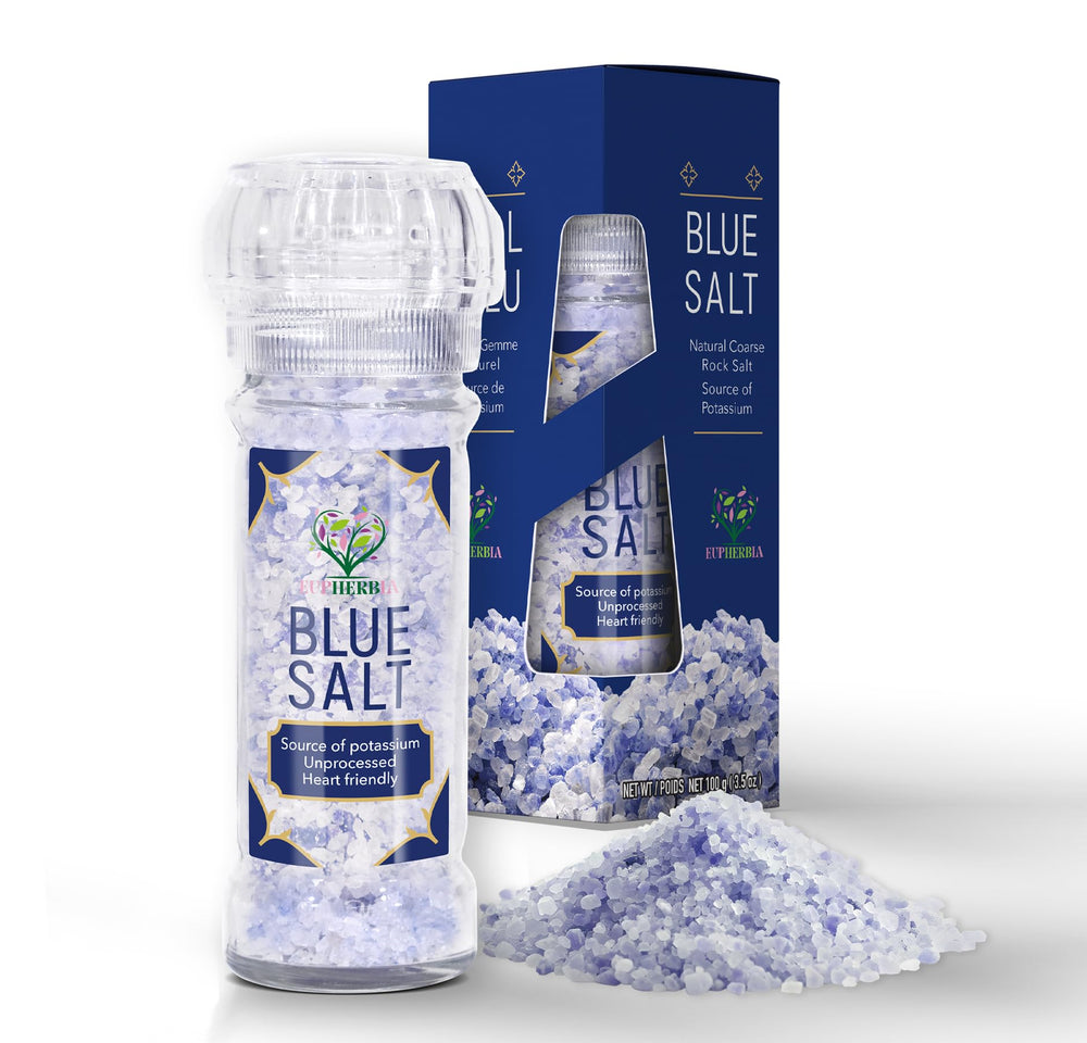 Eupherbia front packaging showing 100g jar and grinder benefit visual appeal