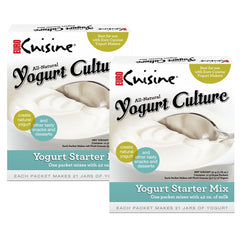 Euro Cuisine front packaging showing two starter culture pouches and product benefits
