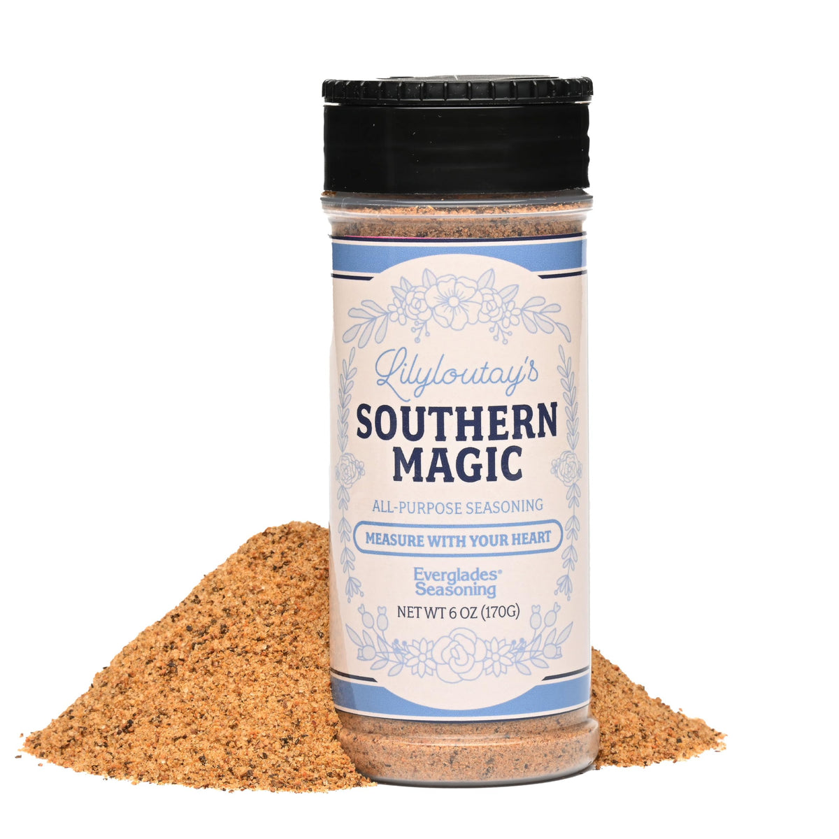 Everglades bottle front showing Lily Lou Tay's Southern Magic for bold flavor