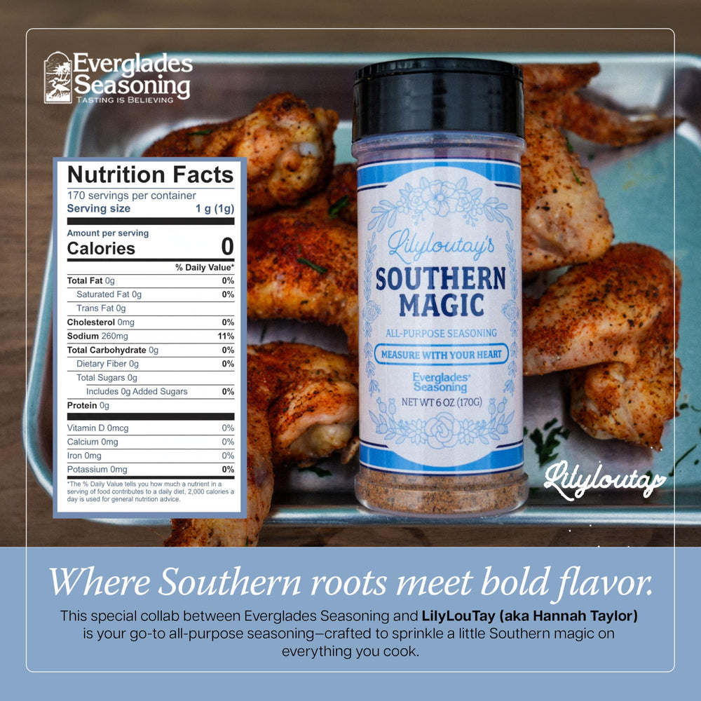 Backyard barbecue scene with Everglades seasoning adding reliable Southern flavor