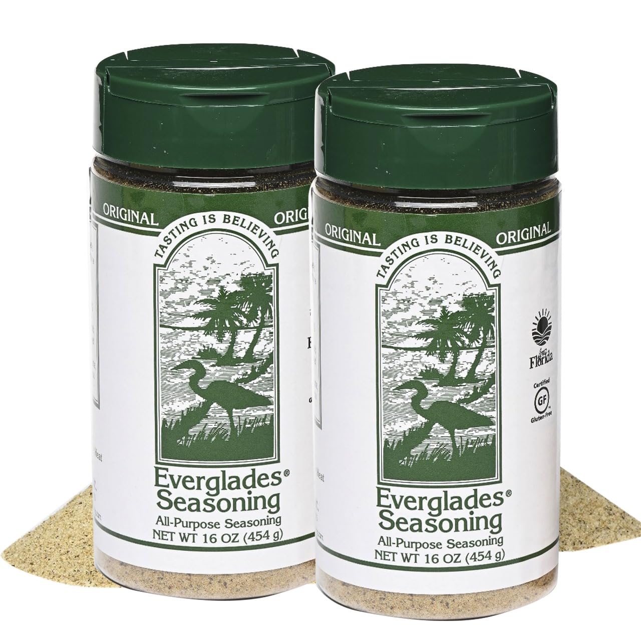 Everglades seasoning front packaging showing two 16 oz jars and shelf-ready design