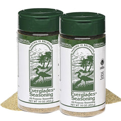 Everglades seasoning front packaging showing two 16 oz jars and shelf-ready design