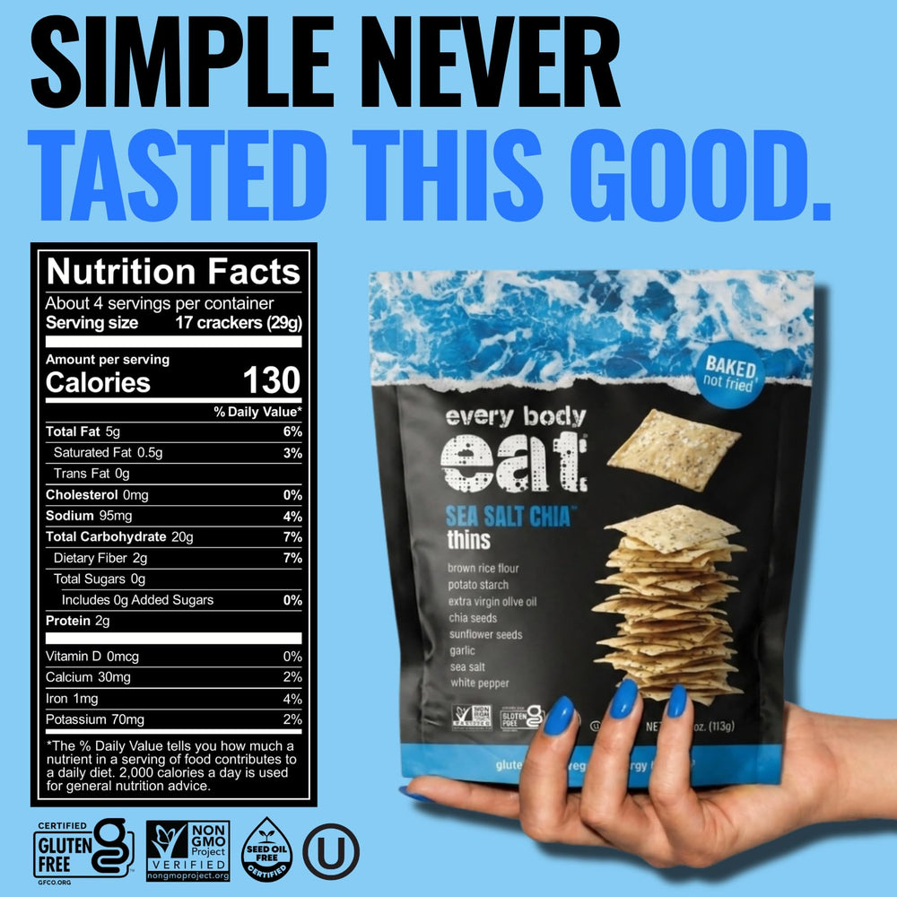 Every Body Eat close-up texture of thin crackers highlighting crisp crunch