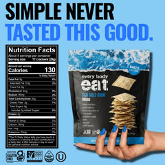 Every Body Eat close-up texture of thin crackers highlighting crisp crunch