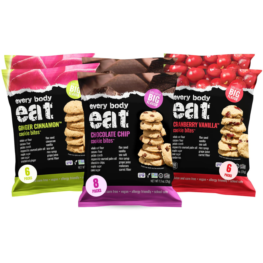 Every Body Eat front packaging showing variety pack and benefits
