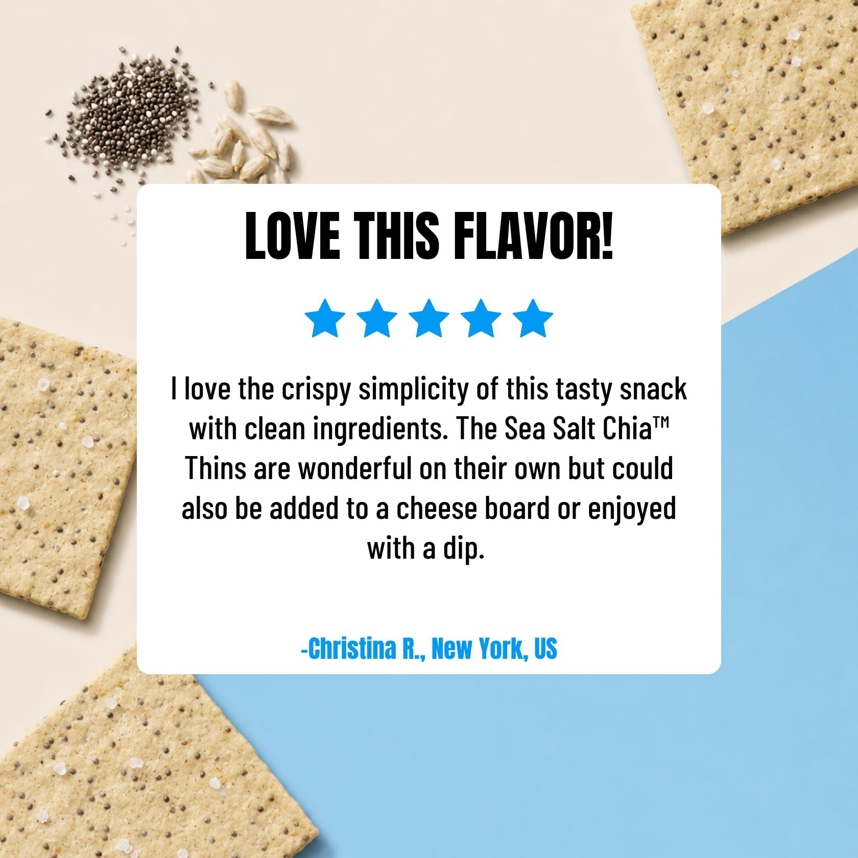 Every Body Eat cracker held in hand illustrating size and portion control