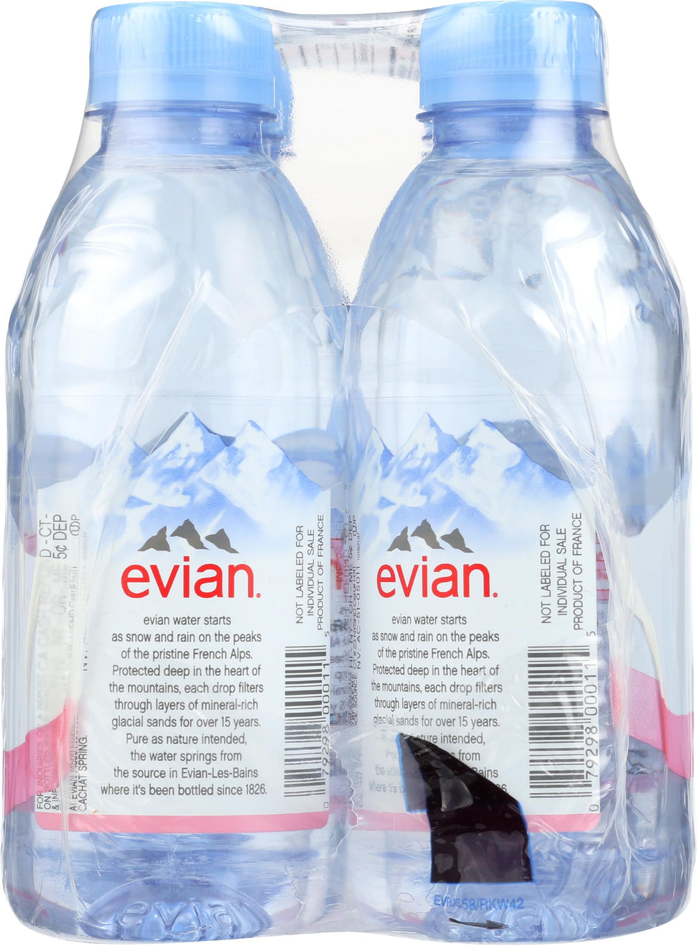 evian label and logo close-up confirming authentic sourced-at-origin quality